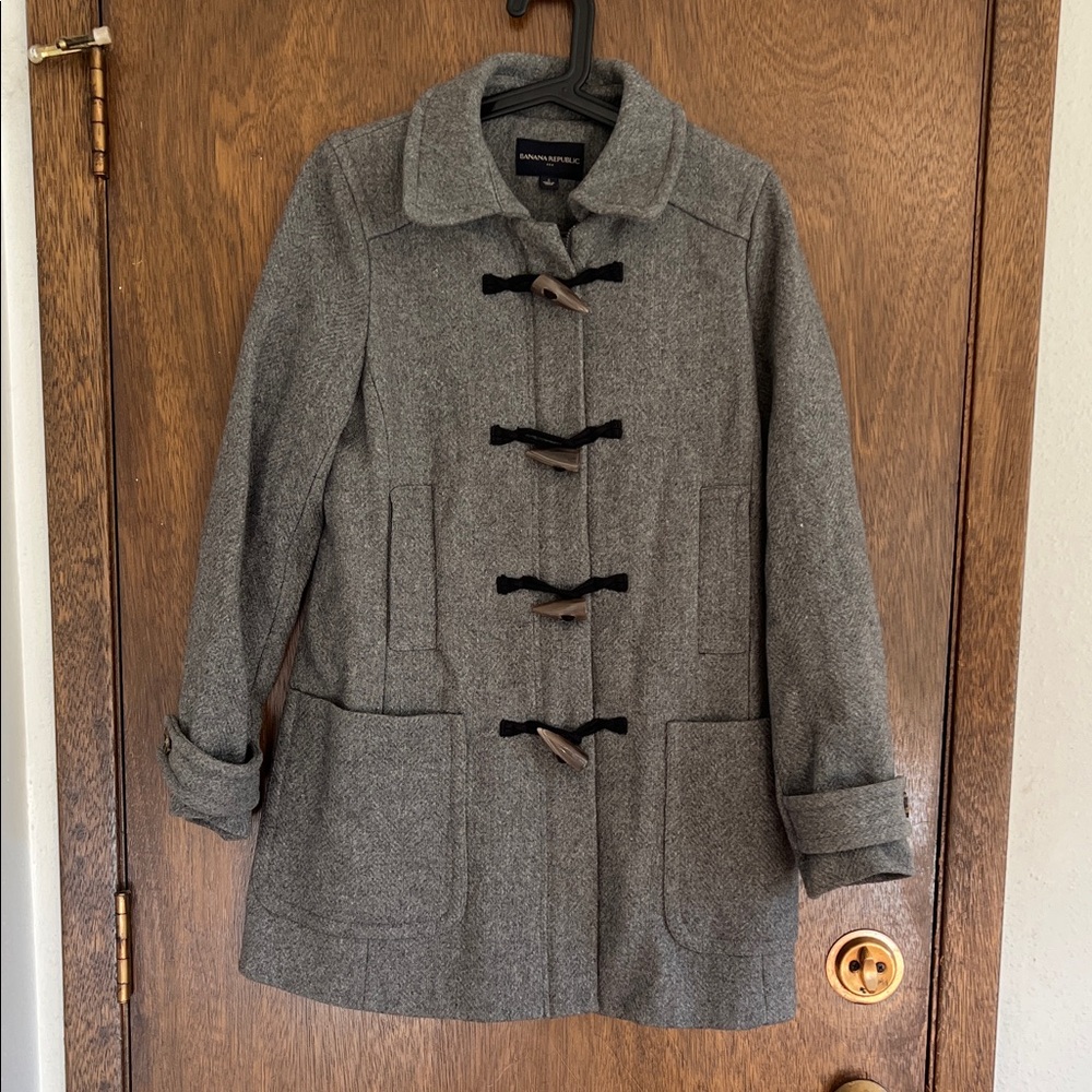 Banana Republic Gray Pea Coat with Toggle Closures